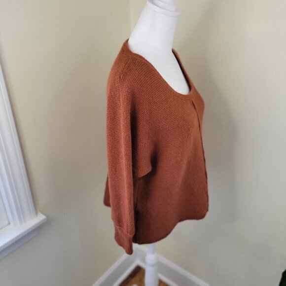 Cynthia Rowley Long-Sleeve Round Neck Knit Sweater Rusty Orange/Brown Size L - Picture 10 of 13